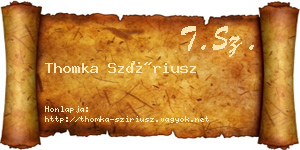 Thomka Szíriusz névjegykártya
